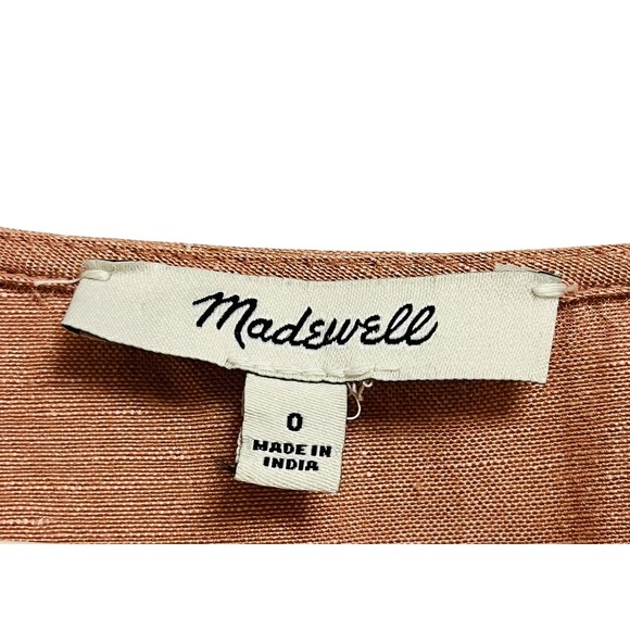 Madewell Maxi Dress Womens 0 Pink Linen Blend Wrap V-Neck Sleeveless Pockets - Picture 2 of 12